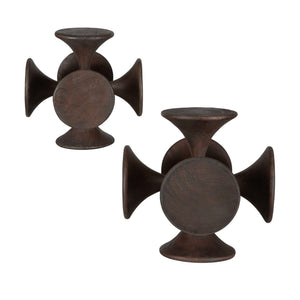 Balanced Harmony - Wooden Sculptures (Set of 2) - Dark Brown