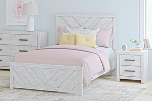 Signature Design by Ashley Cayboni panel bed with a sleek wooden frame and modern headboard design.