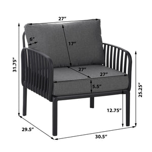 Outdoor Patio Club Chair, Waterproof Thick Cushion Deep Seating