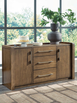 Benchcraft Marxmore brown dining room server with ample storage and elegant design, perfect for serving and organizing in the dining area.