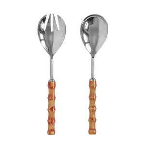 Bamboozled - Stainless Steel Salad Serving Spoons (Set of 2) - Pearl Silver - R&R Furniture Gallery (Fountain Valley, CA)