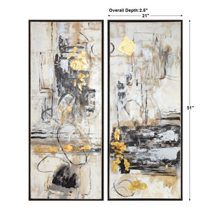 Life Scenes - Abstract Art (Set of 2) - Beige