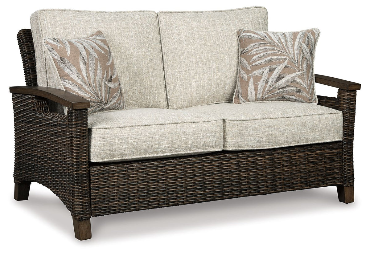 Paradise Trail - Loveseat w/Cushion - Medium Brown - R&R Furniture Gallery (Fountain Valley, CA)
