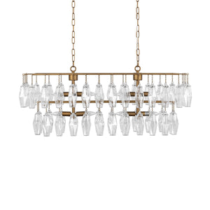 Tressia - Glass Round Chandelier - Brass - R&R Furniture Gallery (Fountain Valley, CA)