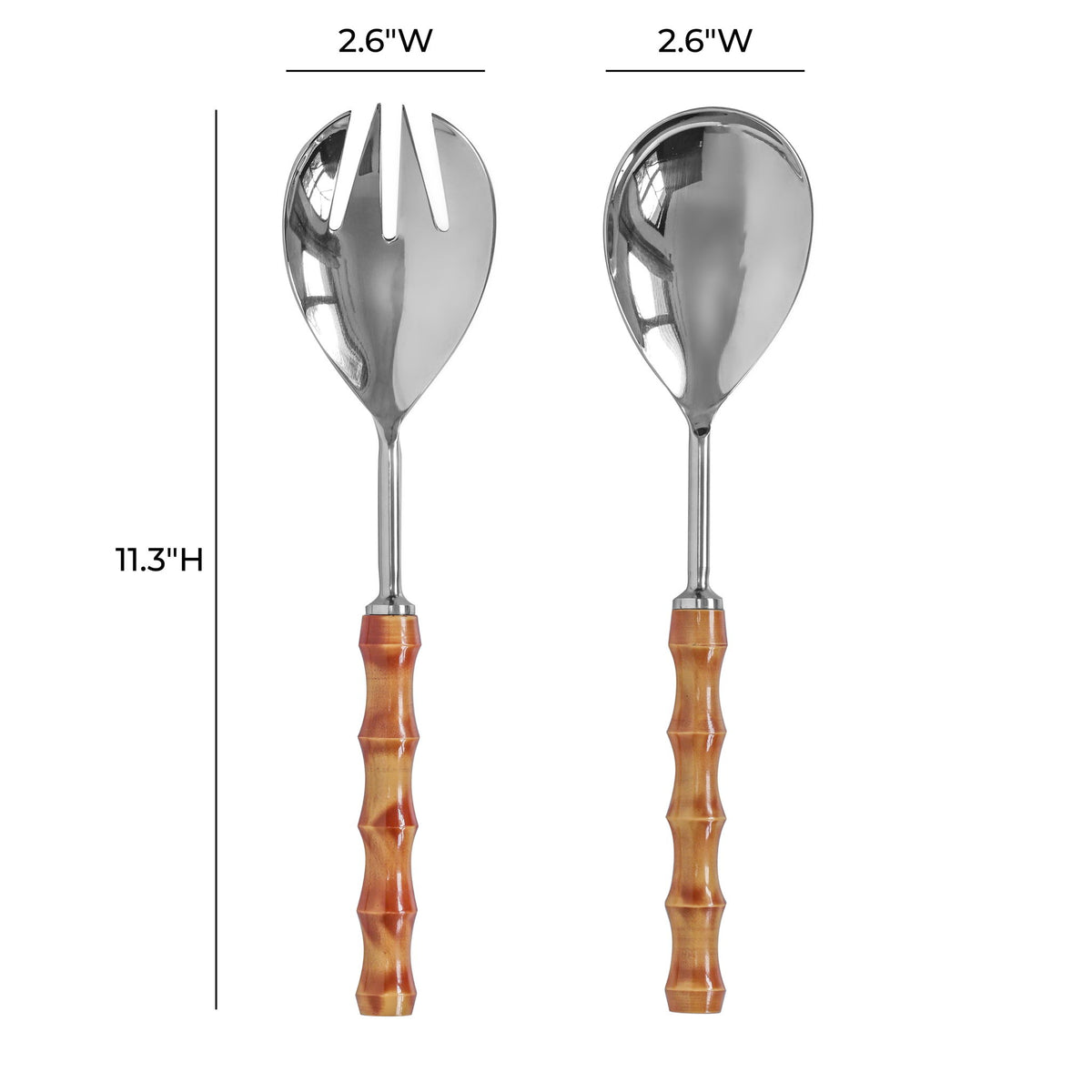 Bamboozled - Stainless Steel Salad Serving Spoons (Set of 2) - Pearl Silver - R&R Furniture Gallery (Fountain Valley, CA)