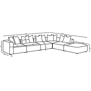 Colleen - 6 Piece Modular Sectional With Tight Seats - Terracotta