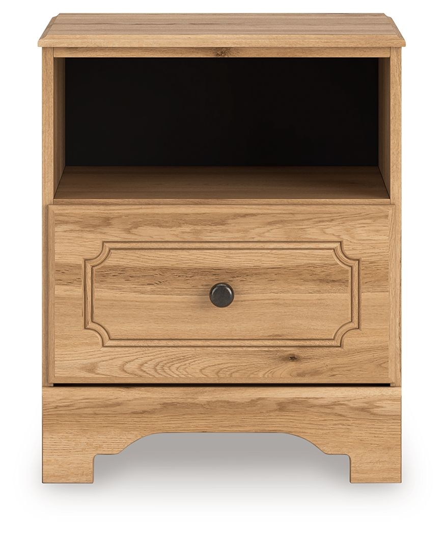 Aleaport - One Drawer Night Stand - Warm Brown - R&R Furniture Gallery (Fountain Valley, CA)