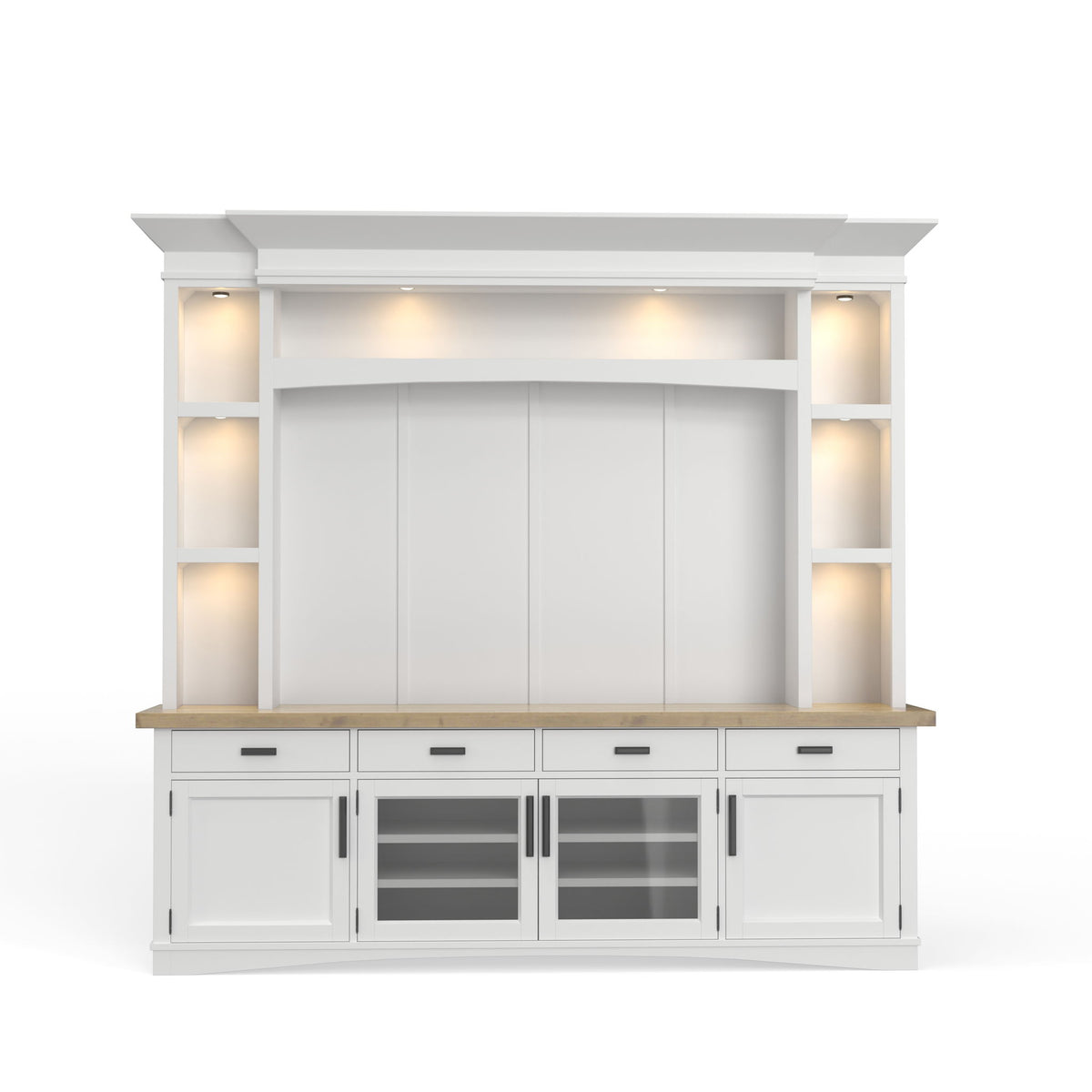 Americana Modern - TV Console with Hutch, Backpanel and LED Lights - R&R Furniture Gallery (Fountain Valley, CA)