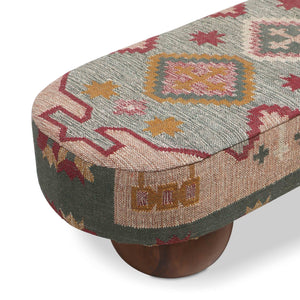Rizi - Textured Wool Upholstered Bench - Beige / Blue - R&R Furniture Gallery (Fountain Valley, CA)