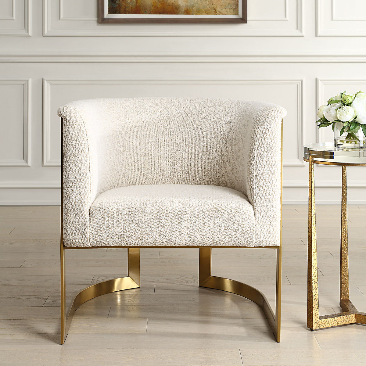 Bellina - Plush Barrel Chair - Gold