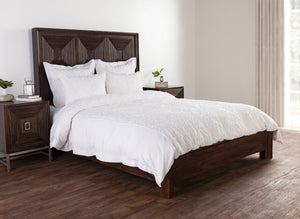 Villa Reagan king duvet cover and shams in ivory and white bedding set