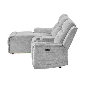 Ian - Power Reclining Chaise With LED Lighting, Pushback Design - Gray