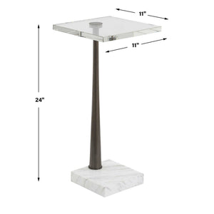 Pelton - Marble Glass Drink Table - Bronze / White