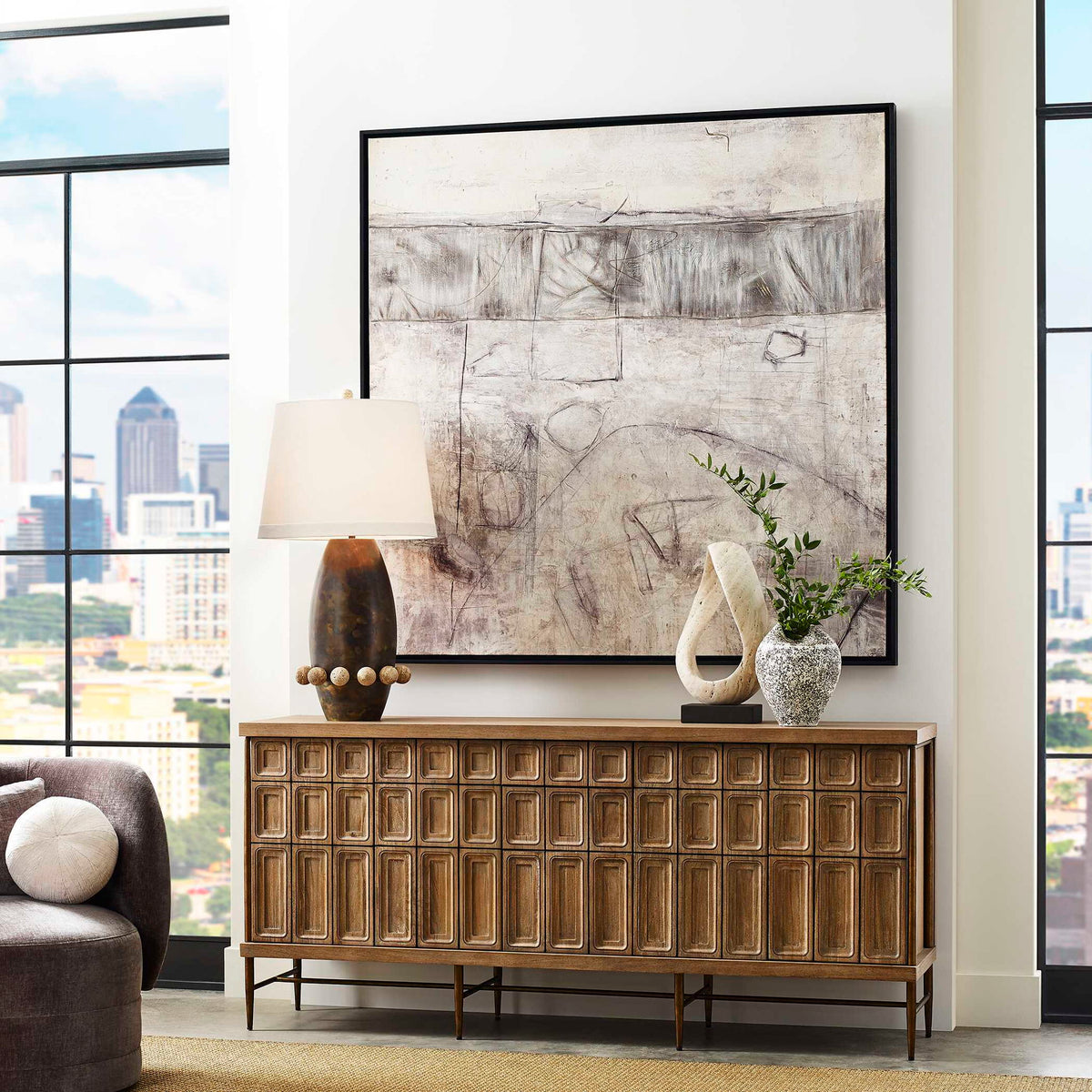Edge Of Day - Framed Canvas - Black / Gray / White