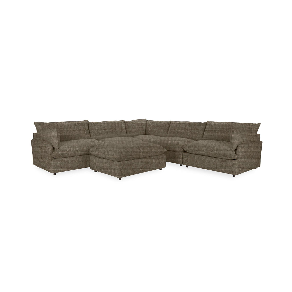 Classic Home Caplan 6-piece modular sectional with ottoman, 2-piece living room set, featuring plush cushions and modern design.