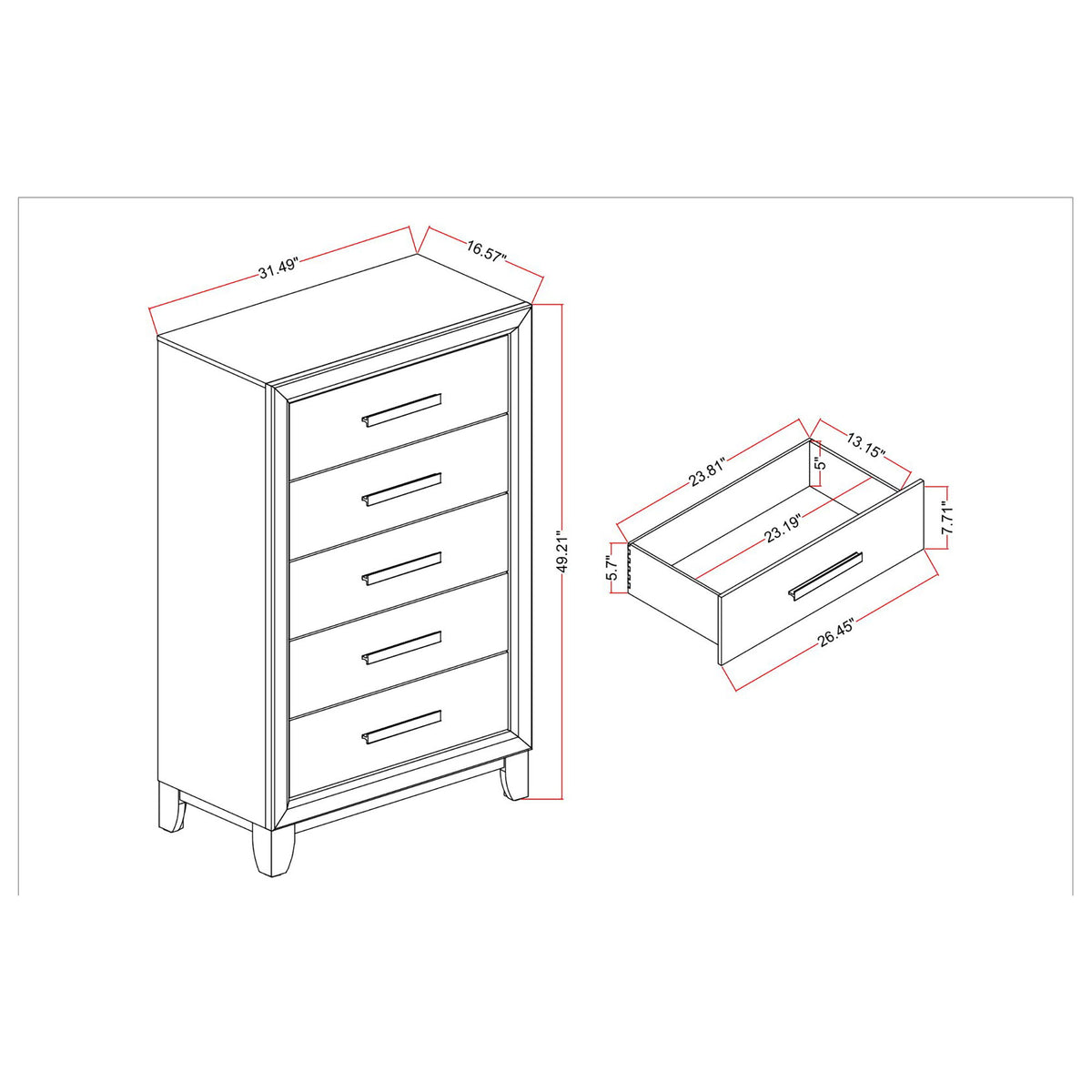 Harry - Chest Storage Chest With 5 Drawers - Brown