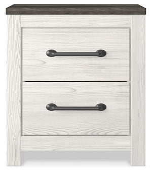 Gerridan - Two Drawer Night Stand - White / Gray - R&R Furniture Gallery (Fountain Valley, CA)