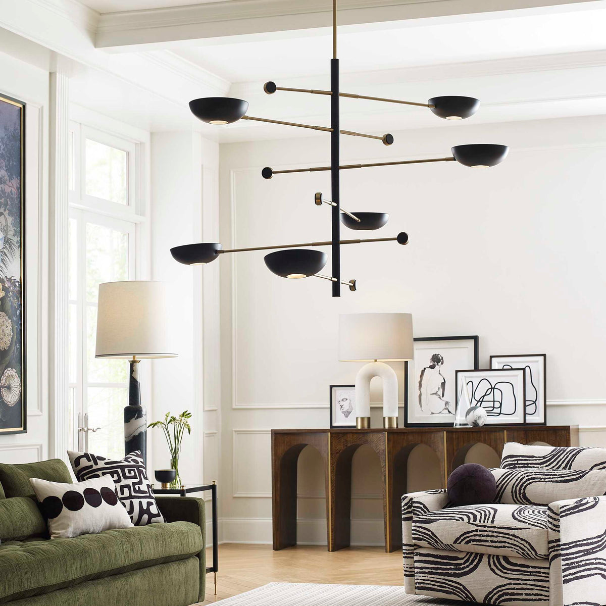 Swinger - 6 Light Pendant - Black