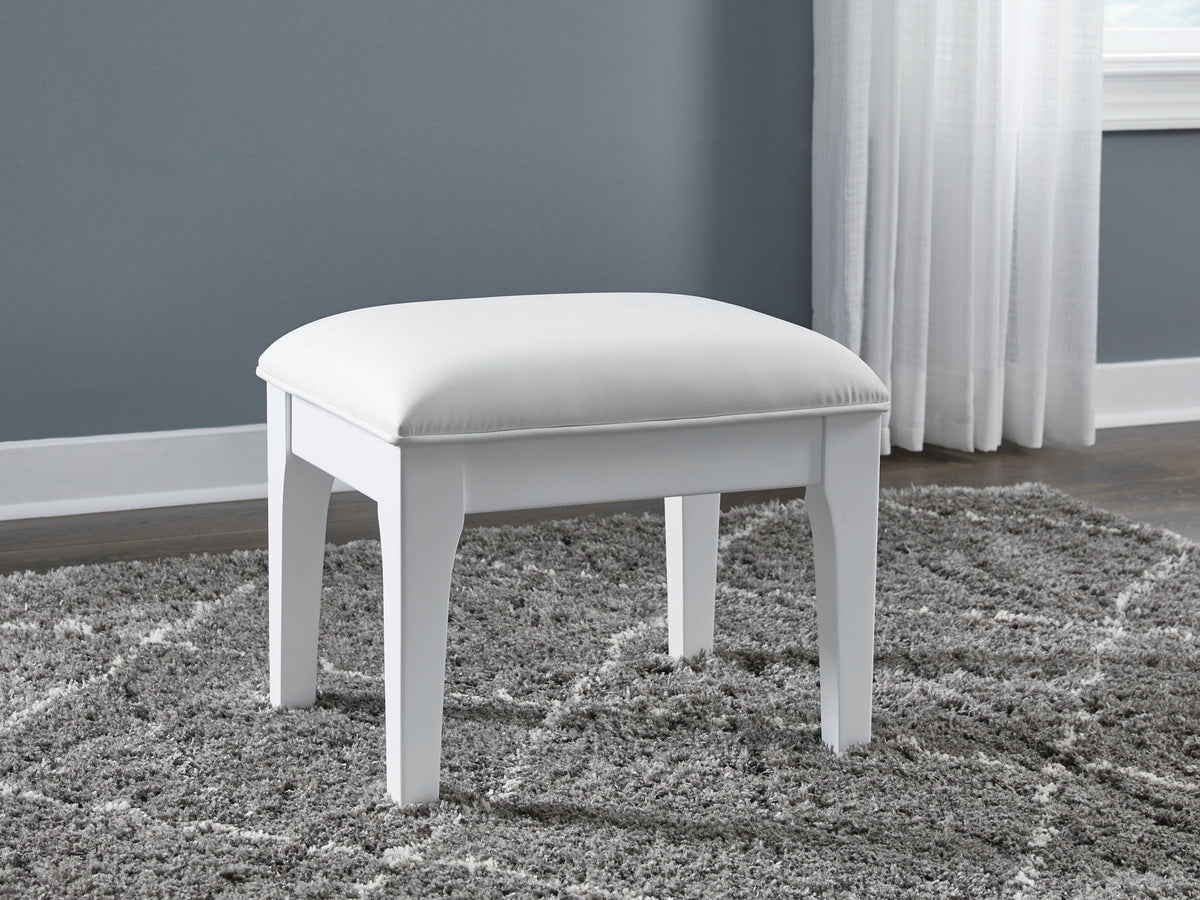 Chalanna - Vanity Stool - White - R&R Furniture Gallery (Fountain Valley, CA)