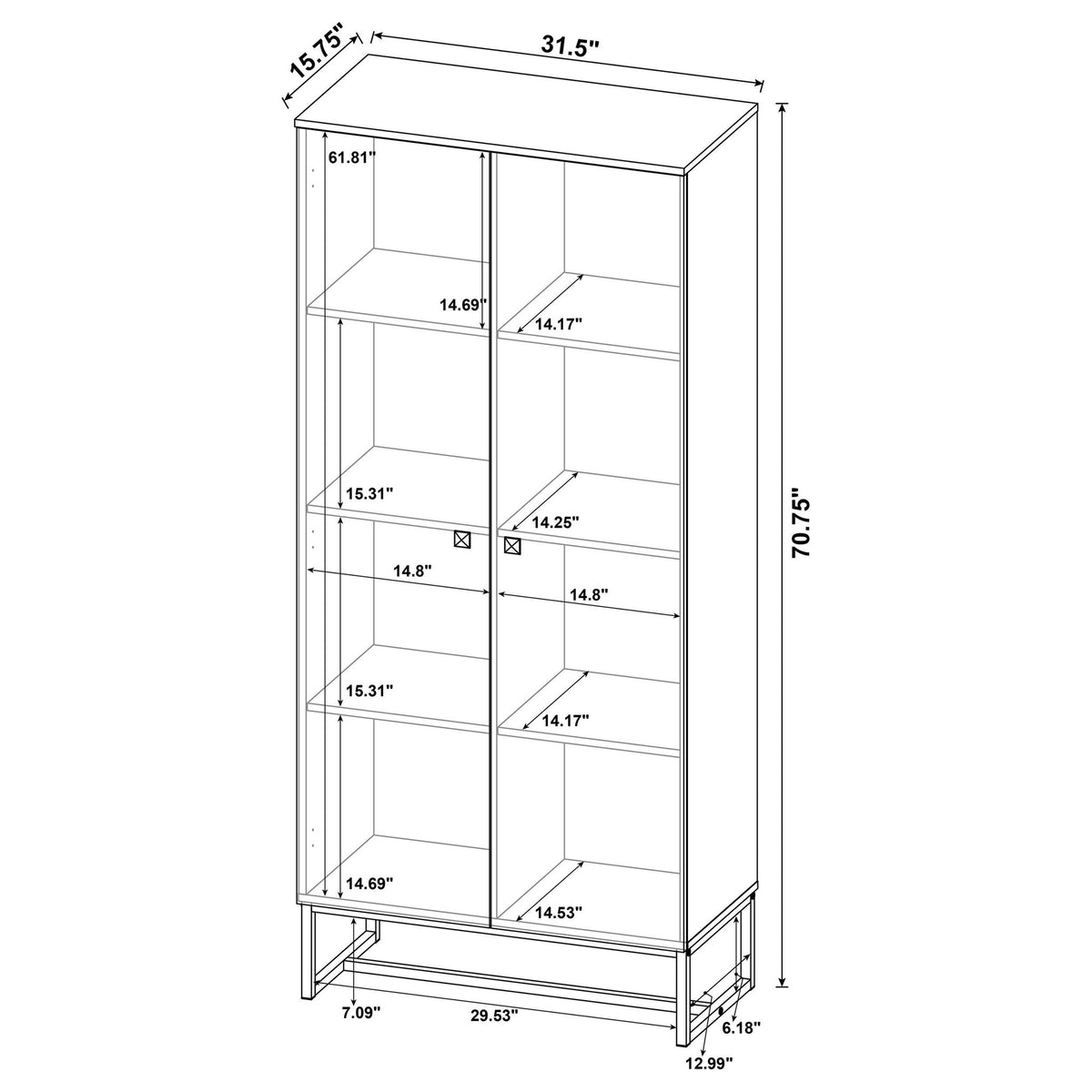 Gunderson - 8 Shelf Accent Cabinet - Oak