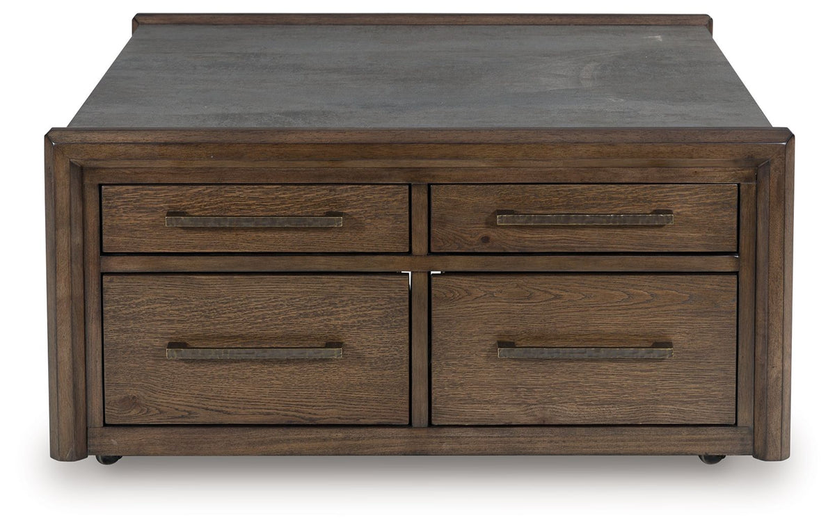 Kallenny - Square Cocktail Table - Brown / Gray - R&R Furniture Gallery (Fountain Valley, CA)