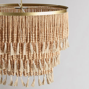 Brittany - Beaded Round Chandelier - Natural - R&R Furniture Gallery (Fountain Valley, CA)