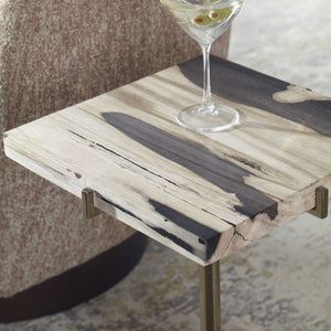 Rowman - Petrified Wood Accent Table - Bronze