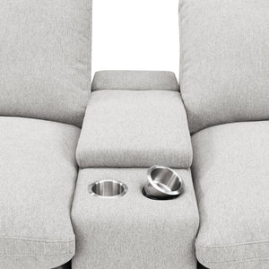 Hollander - 5 Piece Power Home Theater Seating Set With Reclining Comfort And Dual Storage Consoles - Gray