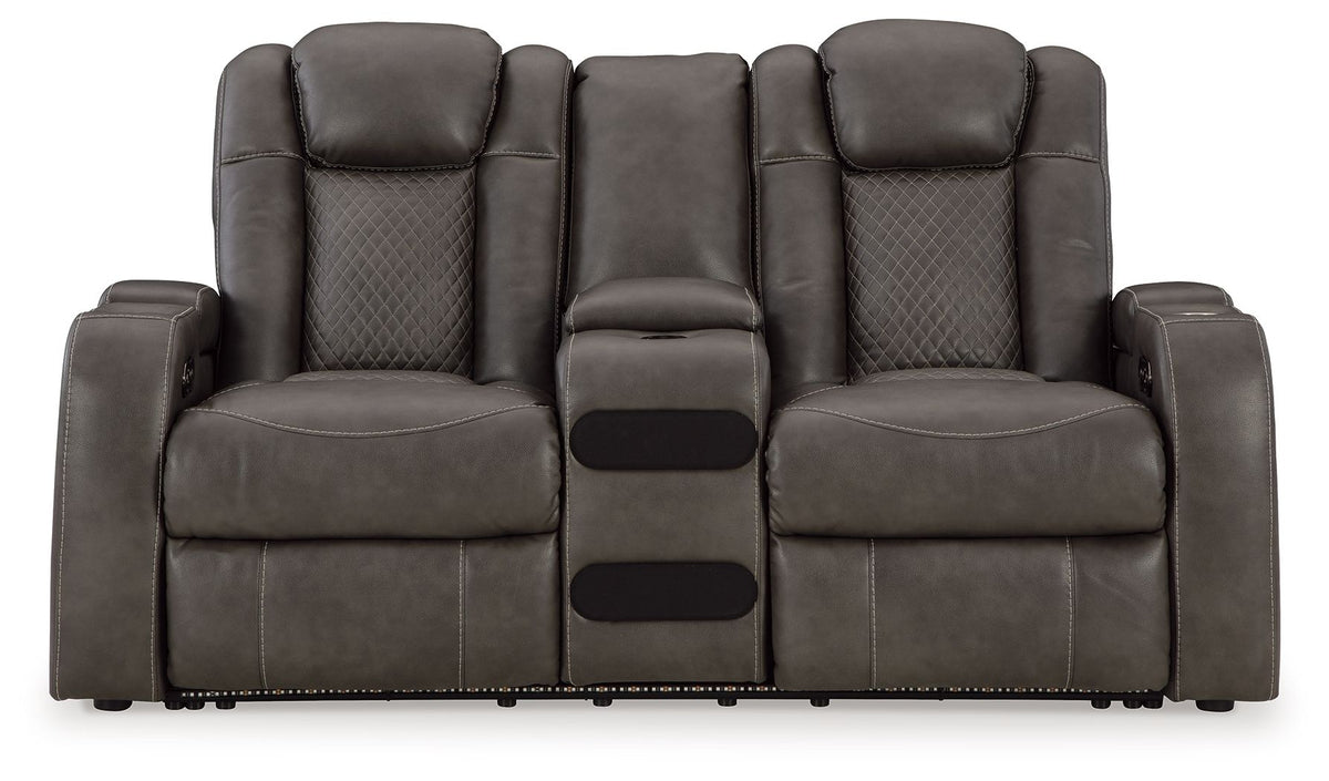 Fyne-dyme - Power Reclining Loveseat With Console/Adj Hdrst - R&R Furniture Gallery (Fountain Valley, CA)
