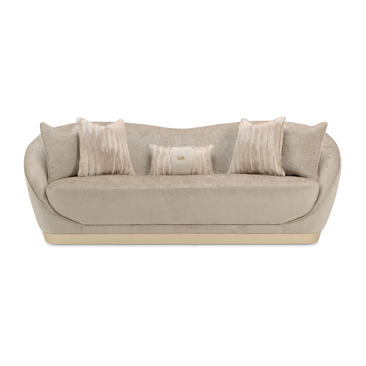 Michael Amini La Rachelle stationary sofa with plush upholstery and elegant design, showcasing a stylish living room setting.