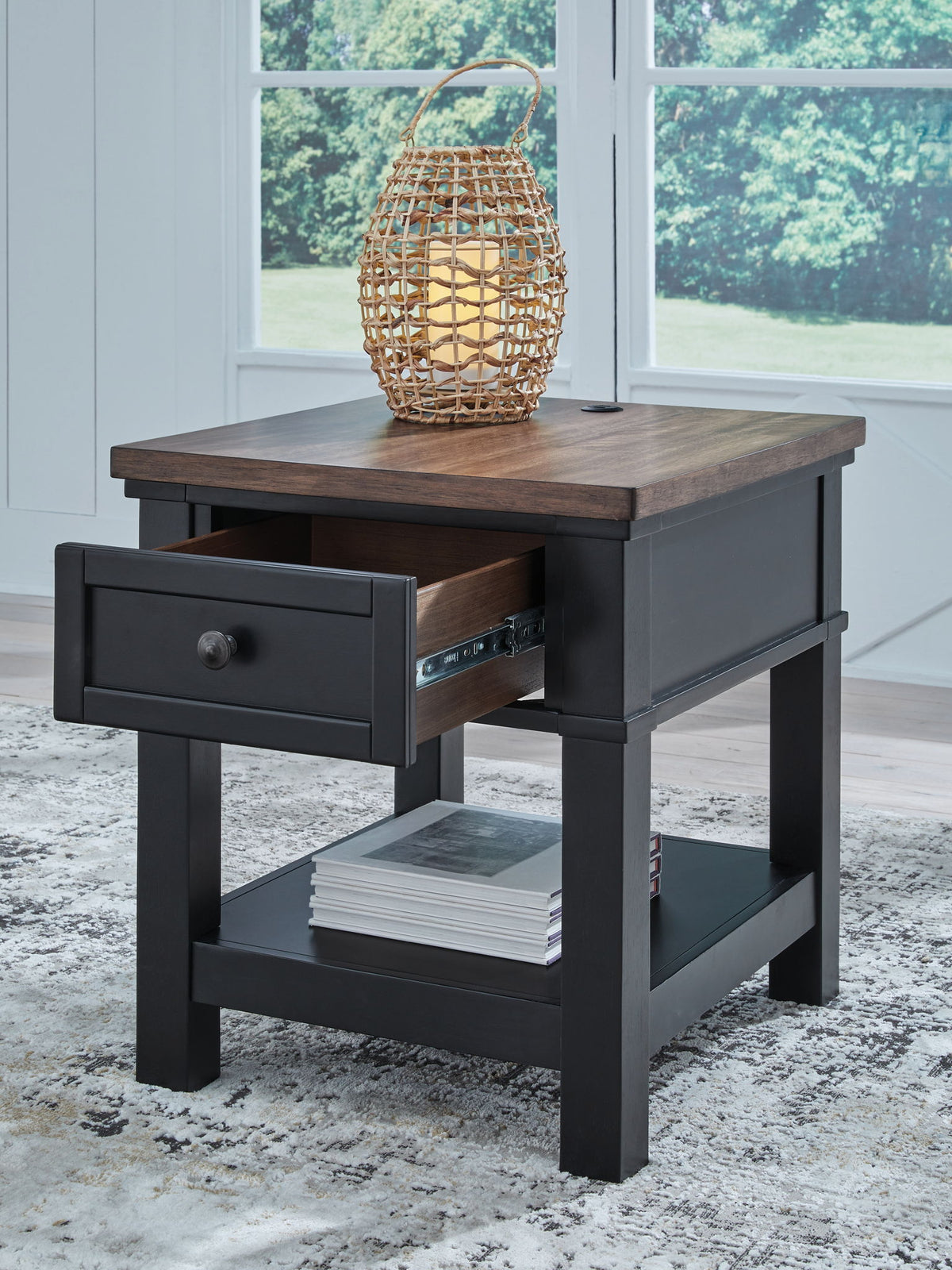Wildenauer - Rectangular End Table - Brown / Black - R&R Furniture Gallery (Fountain Valley, CA)