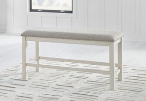 Robbinsdale - Dbl Counter Height Upholstered Dining Bench - Antique White - R&R Furniture Gallery (Fountain Valley, CA)