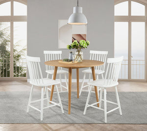 Andrews 5-piece Round Counter Dining Set Light Ash and White