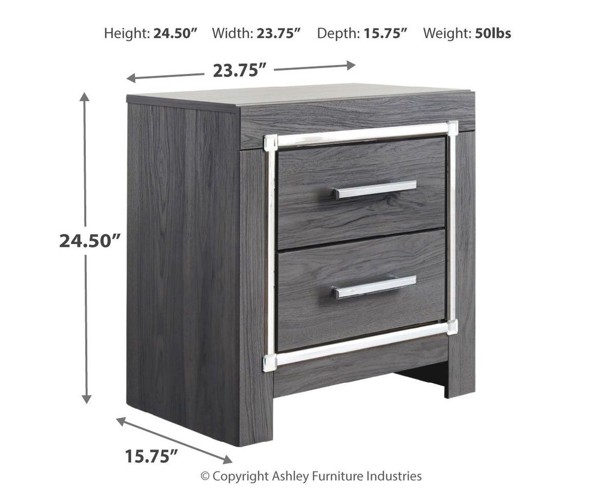 Lodanna - Two Drawer Night Stand - Gray - R&R Furniture Gallery (Fountain Valley, CA)