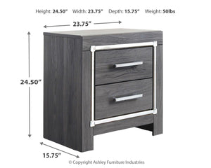 Lodanna - Two Drawer Night Stand - Gray - R&R Furniture Gallery (Fountain Valley, CA)