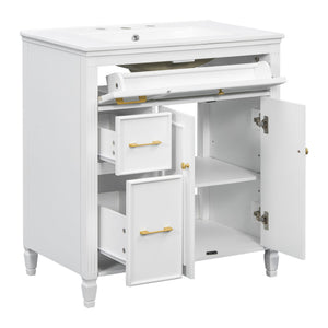Freestanding Bathroom Vanity With Sink, Soft Close Door, Tip Out Drawer