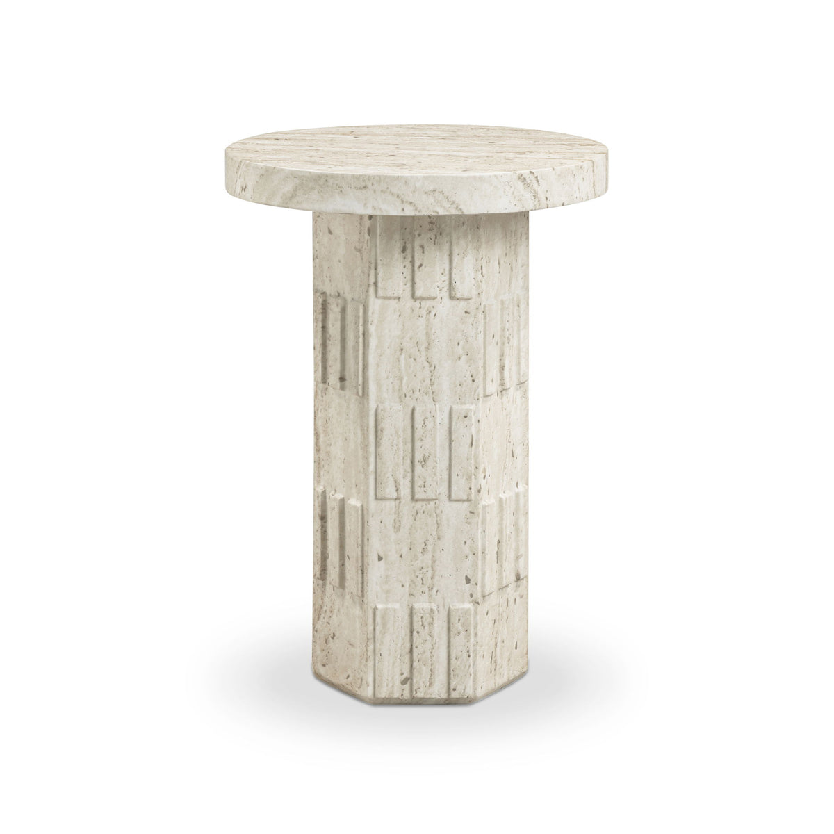 Asta - Concrete Indoor/Outdoor Side Table - Travertine - R&R Furniture Gallery (Fountain Valley, CA)
