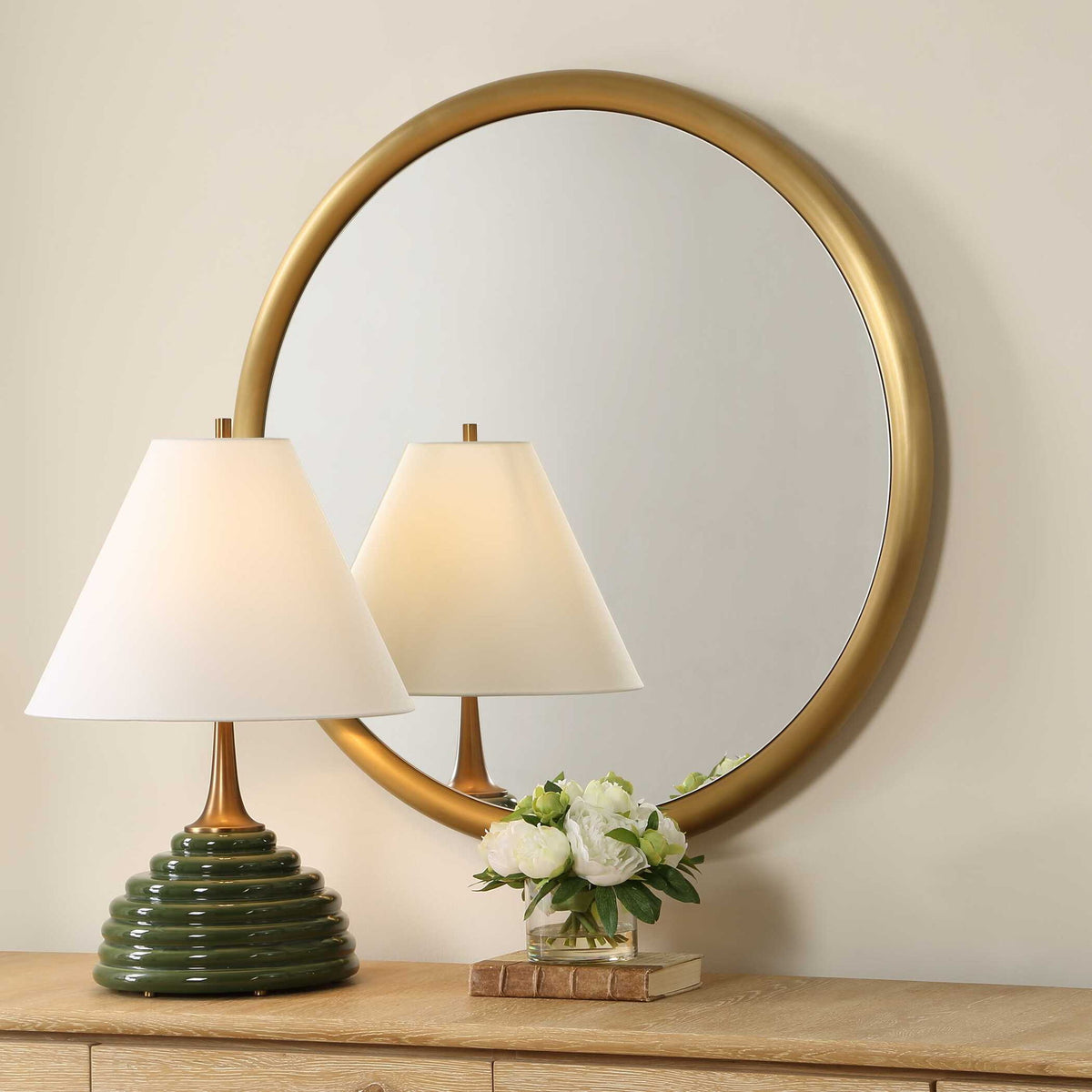 Atkinson - Modern Round Mirror - Brass