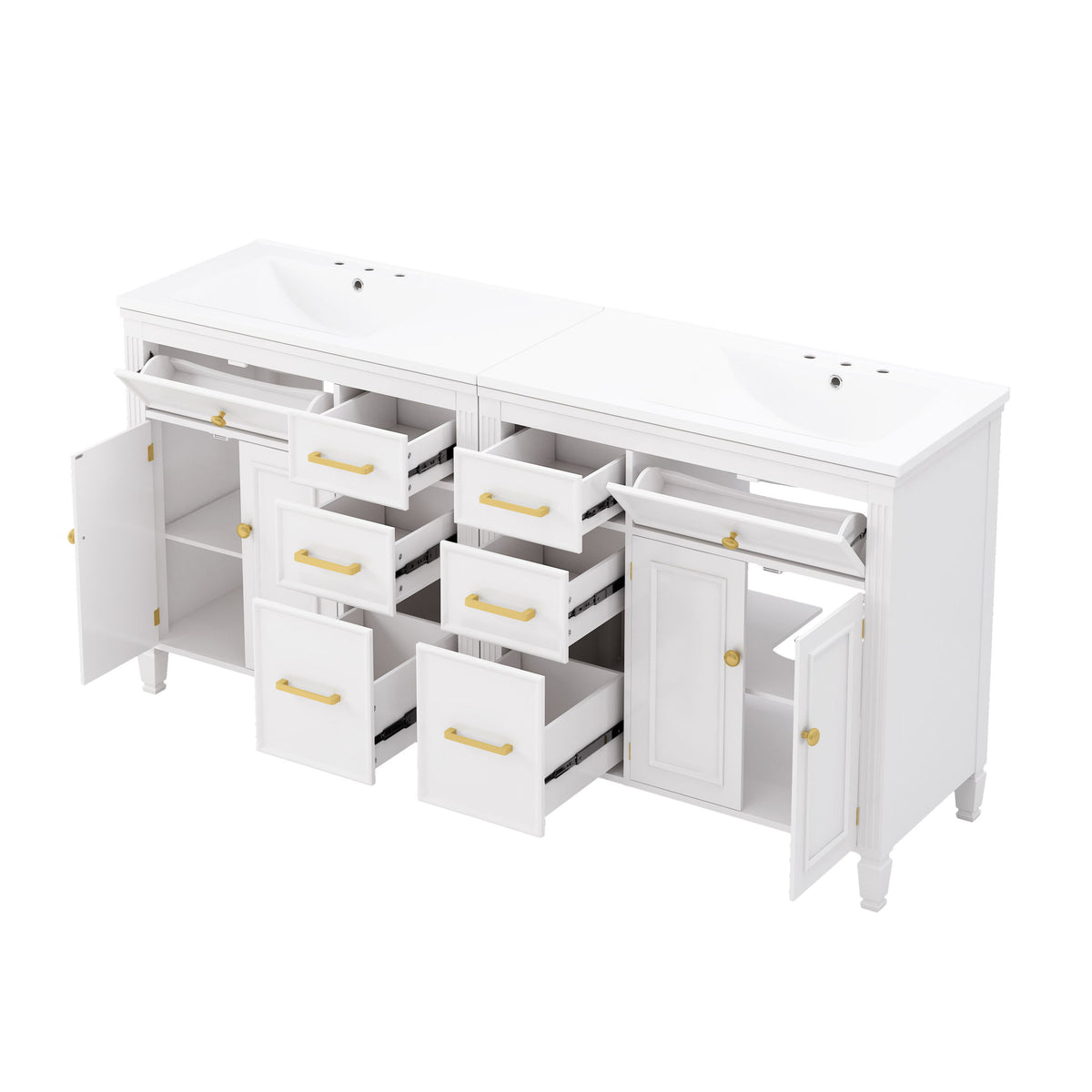 2 Piece Freestanding Bathroom Vanity Set With Sink Top, Reversible Dual Layout