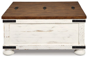 Wystfield - Cocktail Table with Storage - White / Brown - R&R Furniture Gallery (Fountain Valley, CA)