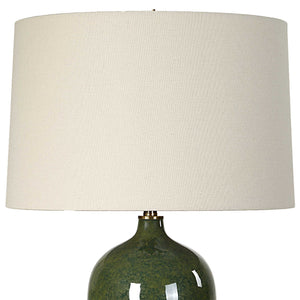 Table Lamp - Dark Green & Beige