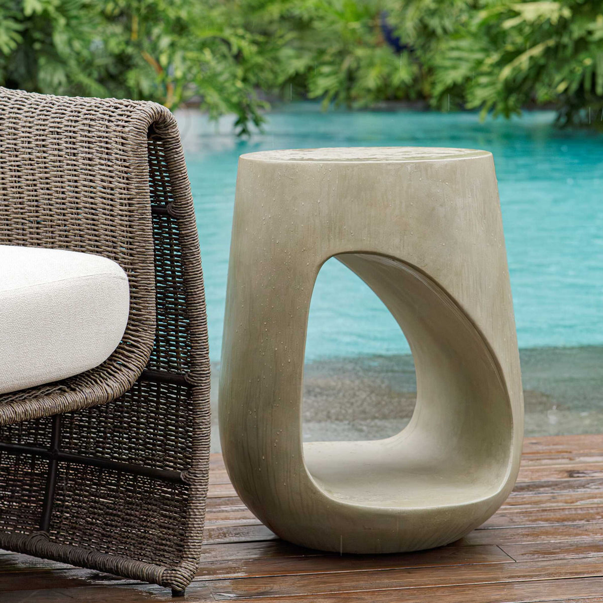 Lithos - Outdoor Accent Table - Gray
