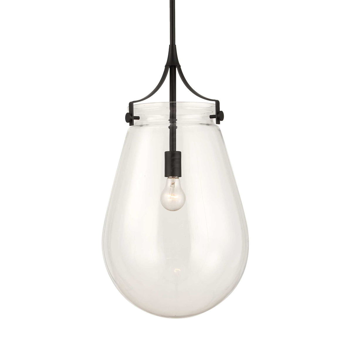 Dewdrop - 1 Light Glass Shade Pendant - Black