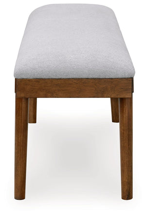 Lyncott - Large Upholstered Dining Room Bench - Gray / Brown - R&R Furniture Gallery (Fountain Valley, CA)
