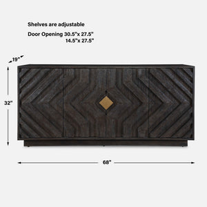 Faulkner - 4 Door Cabinet - Black