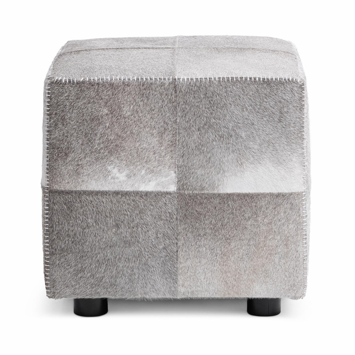 Square Sparrow Gray upholstered ottoman from Classic Home Landyn collection, featuring a soft, fabric-covered cushioned top.