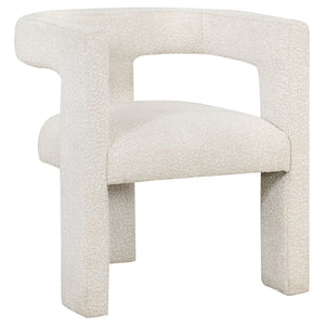 Verda - Upholstered Accent Side Chair In Soft With Rounded Open Back And 3 Leg Base - White