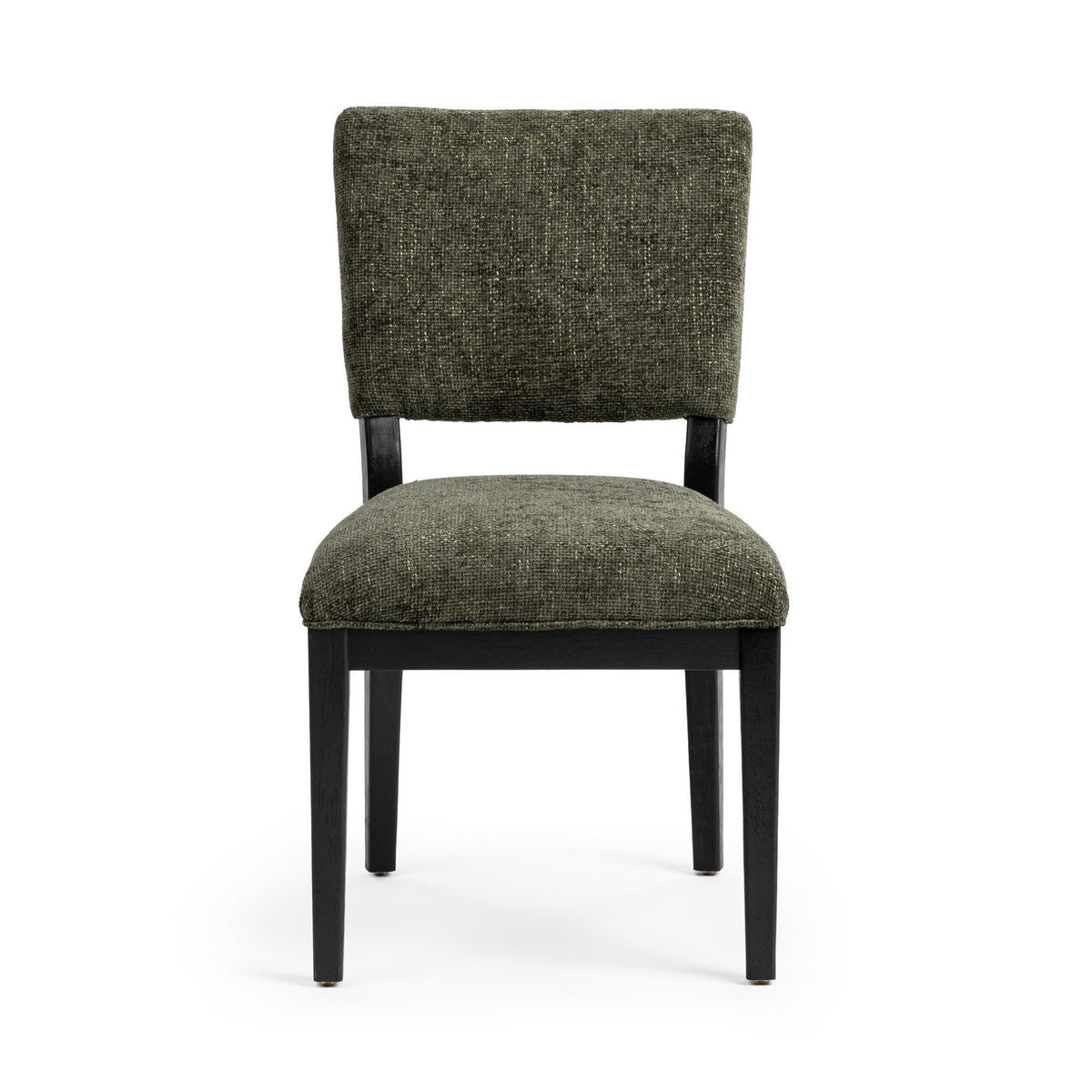 Set of two Classic Home Arima dining chairs with wooden legs and upholstered seats, perfect for kitchen or dining room decor.