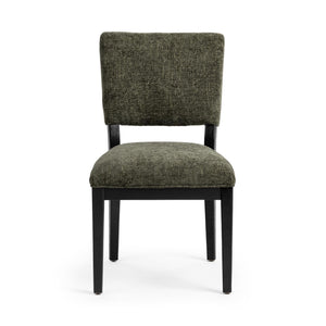 Set of two Classic Home Arima dining chairs with wooden legs and upholstered seats, perfect for kitchen or dining room decor.