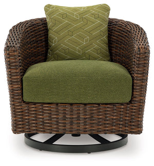 Horizon Hall - Swivel Lounge With Cushion - Brown / Green - R&R Furniture Gallery (Fountain Valley, CA)